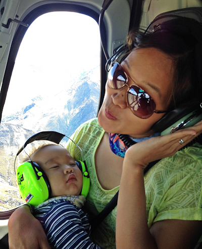 Seth's first helicopter ride and he slept through it